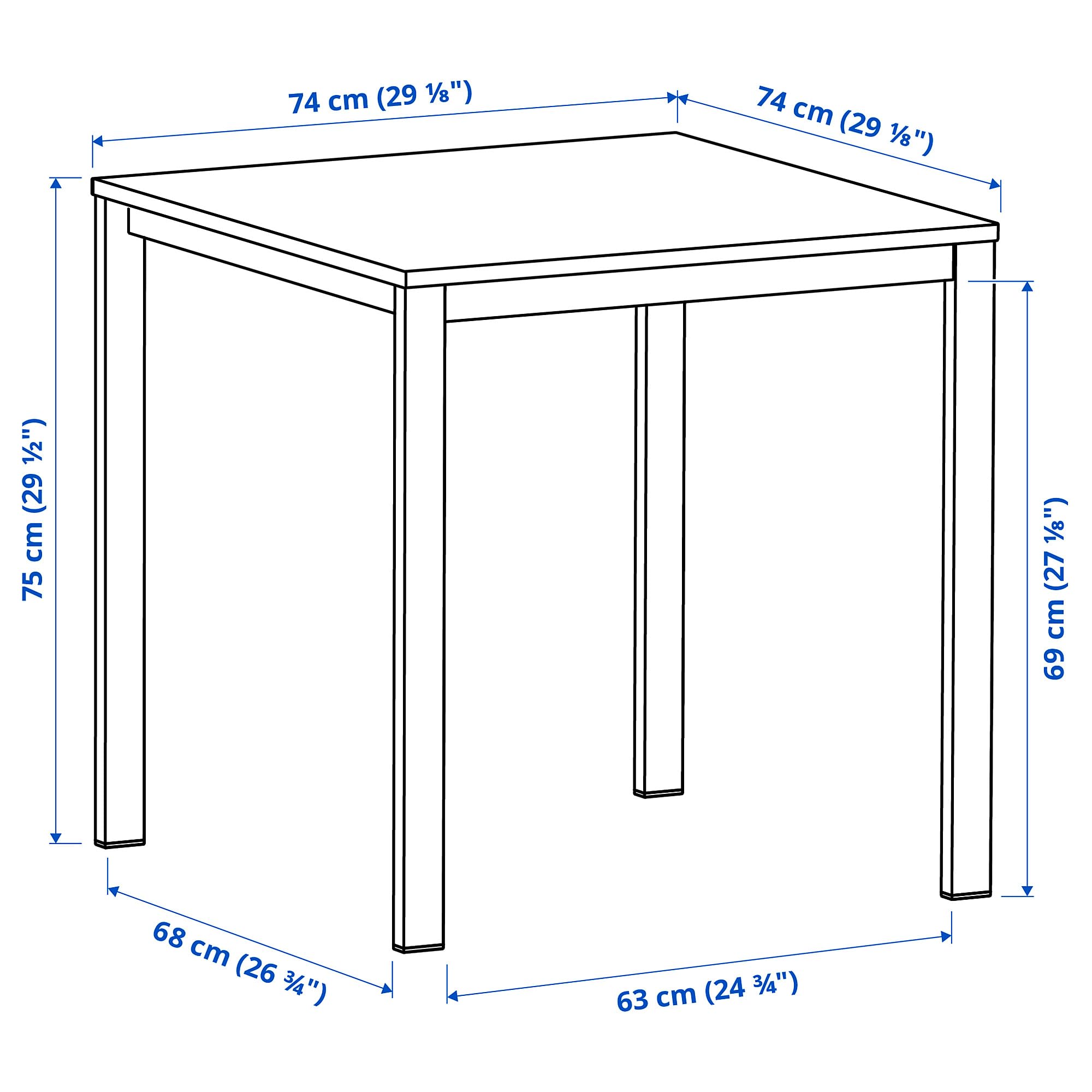 ProTuning VIHALS Table, blanc/blanc, 74x74 cm