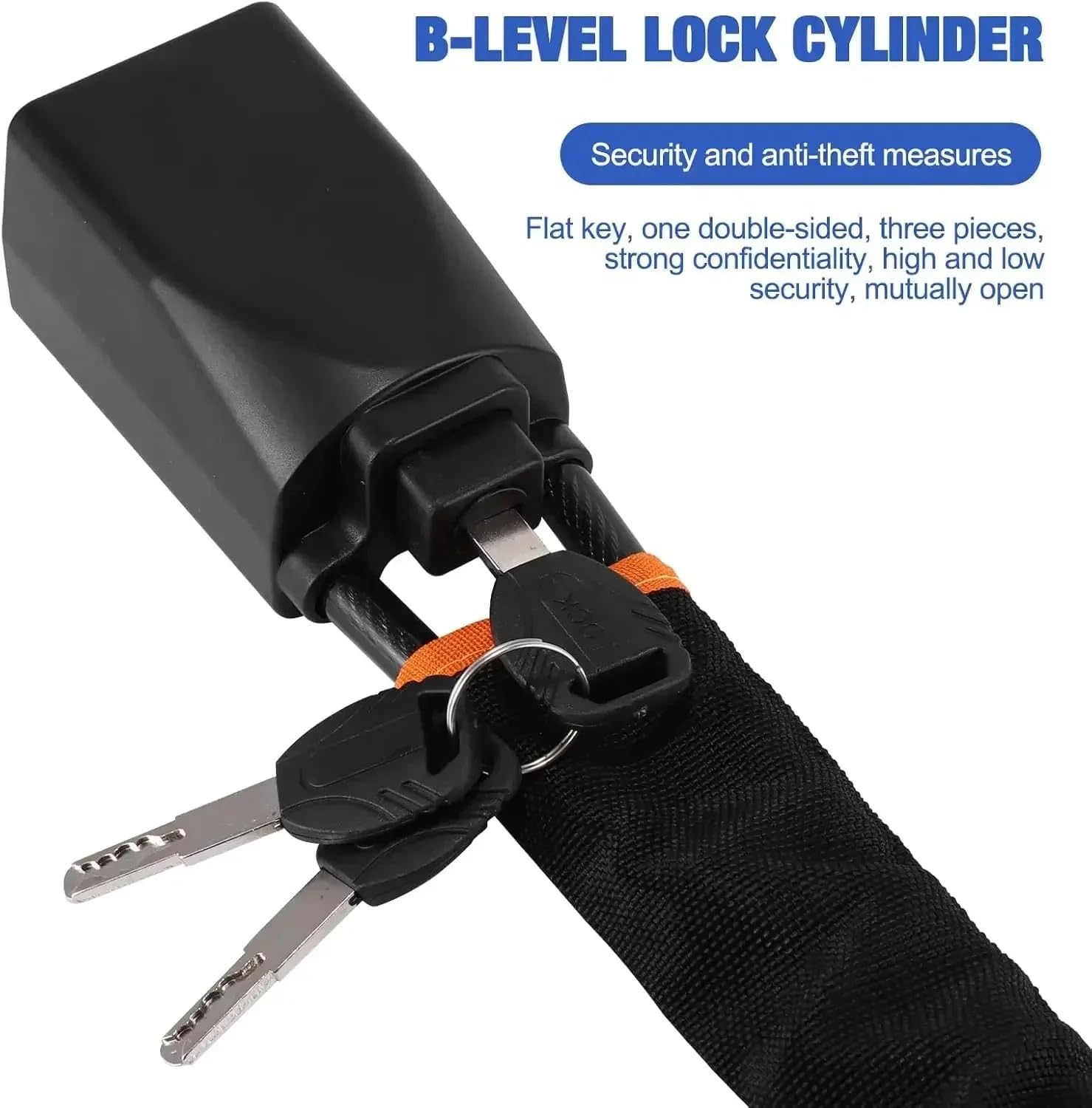 Cierre del cinturón de Seguridad del Volante con, Cerradura for Volante de Coche con Hebillas for cinturón Seguridad 3 Llaves, Cuerda Multicolor(Black)
