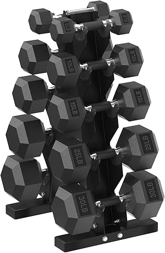 Juego de mancuernas hexagonales con estante, mancuernas de goma de 150 a 400 libras para entrenamiento de fuerza, ejercicio y fitness, juego de