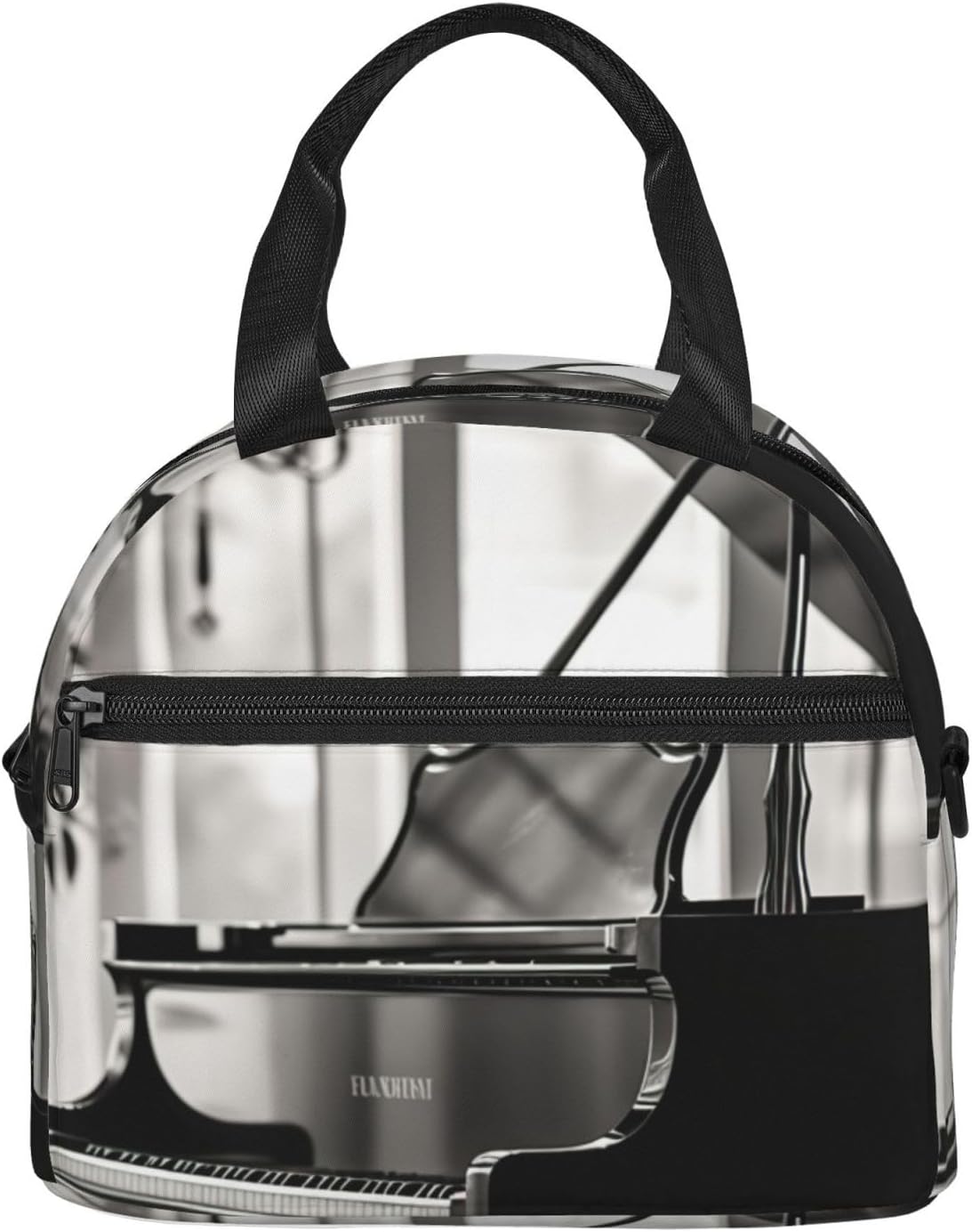 Piano Print Reusable Lunch Bag Insulated Lunch Boxes for Office Work Picnic Tote Bag Adjustable