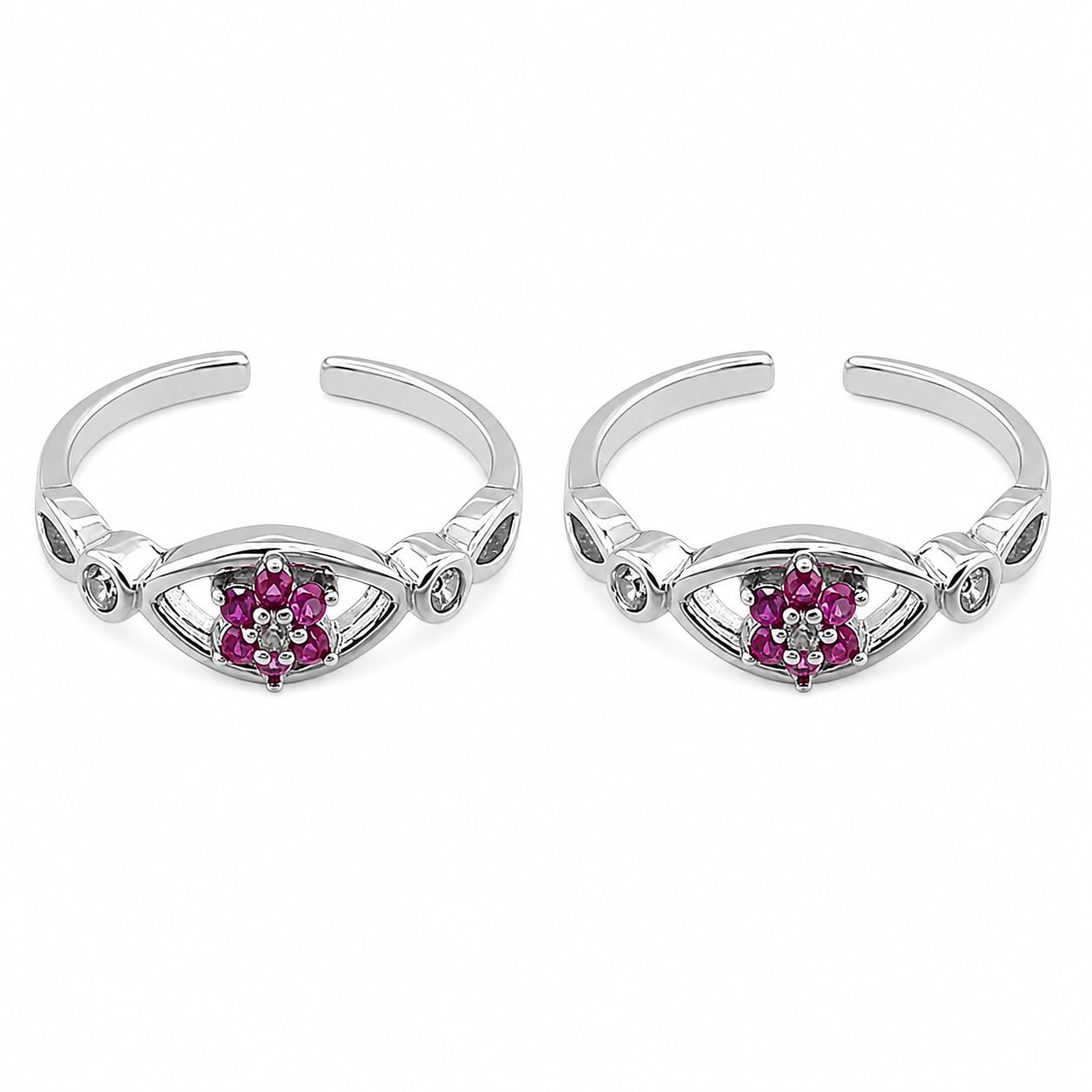 sahiba gems 925 Sterling Silver Designer Toe Rings for Women | Zircon Cz Band Bichiya | Pair of 2 | Lightweight & Skin Friendly I Not Turn Black-picture-26