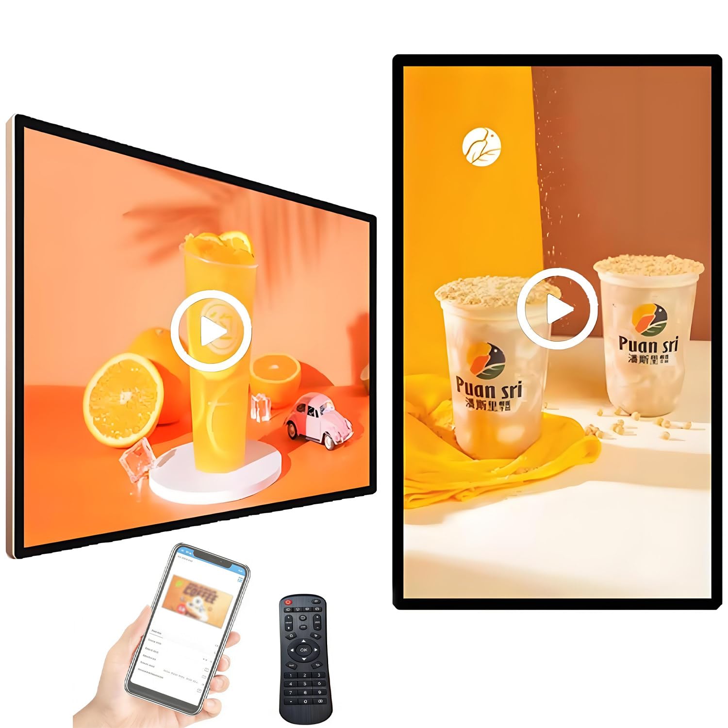 Odtwarzacz multimediów reklamowych, ekran Digital Signage, przełączanie trybu poziomego i pionowego, zapętlanie, inteligentny podział ekranu, pilot zdalnego sterowania, kiosk cyfrowy 18.5in