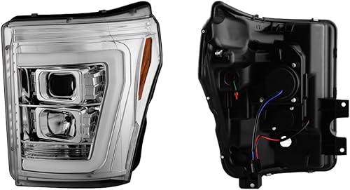 Miniatura 2 de AKKON - Para 2011-2016 Ford F250 F350 F450 F550 Superduty LED Tube Chrome Proyector Faros Conductor+Pasajero Par