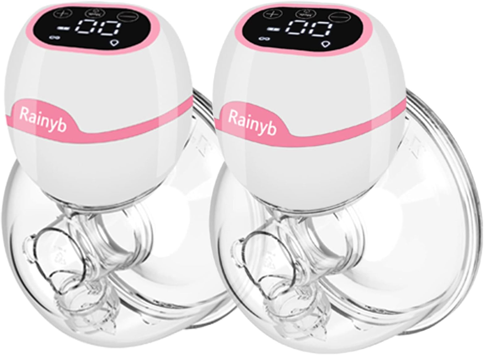 Rainyb Double Wearable Breast Pump, Electric Hands Free Breast Pump Quiet Spill-Proof Strong Suction Power, Can Be Worn in-Bra 3 Modes & 9 Levels with Touch Display Comes with 19/21/24mm Flanges