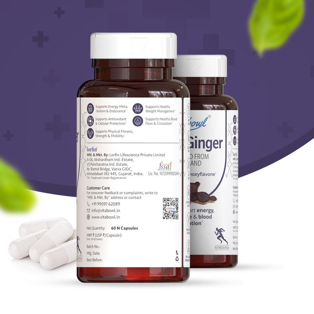 Black Ginger Capsules 1400 mg | Contains 1% DMF (5,7-Dimethoxyflavone) | Thailand-Sourced Kaempferia Parviflora for Energy, Endurance, Blood Circulation & Metabolism (60 Capsules) — Amazon image 9