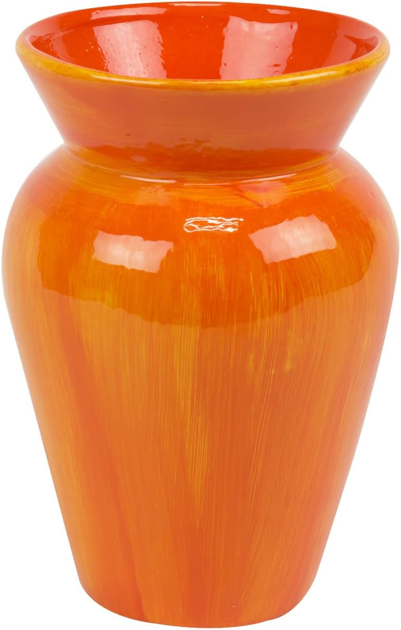 Lovely orange ceramic flower bouquet vase with classic look