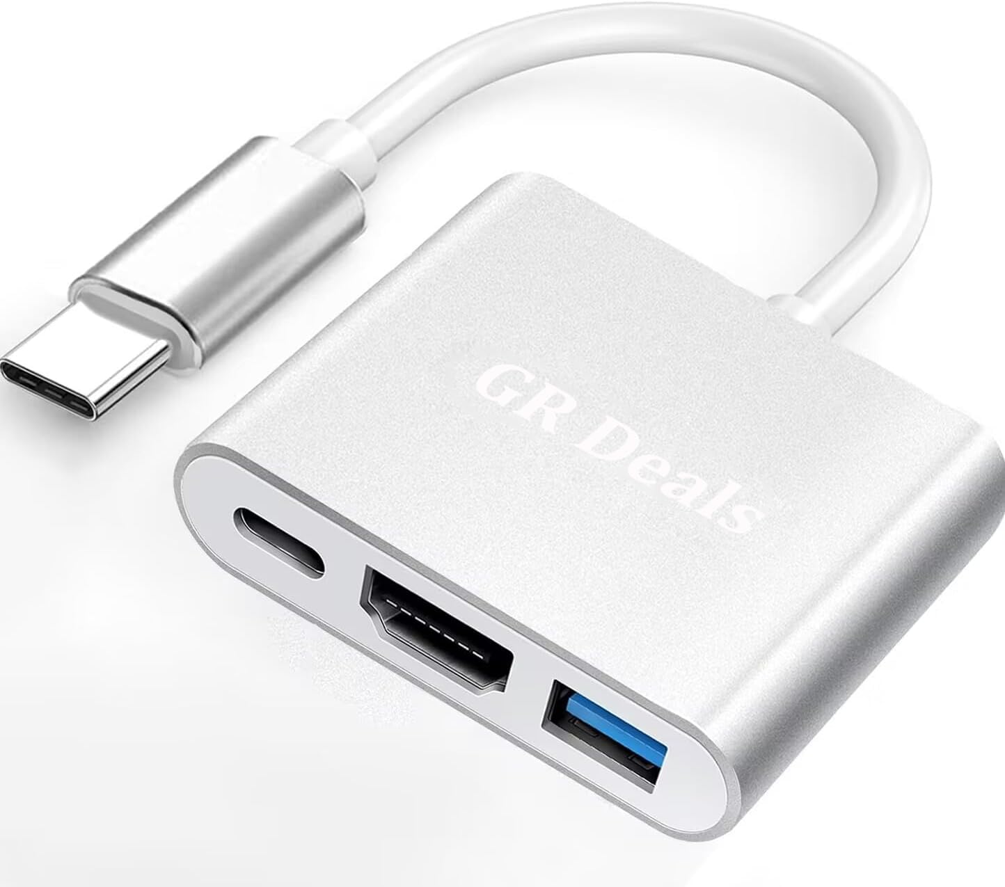 GR Deals 3 in 1 USB C to HDMI Adapter, 4K Digital AV Adapter USB C Hub with USB 3.0 OTG PD 100W Compatible with Phone 15 Series, Mak-Book, Pad Air/Pro, S24 to HDTV/Projector/Monitor.