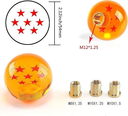 Miniatura 3 de Pomo de palanca de cambios de bola redonda para la mayoría de automóviles manuales automáticos, perilla universal de palanca de cambios Dragon Ball