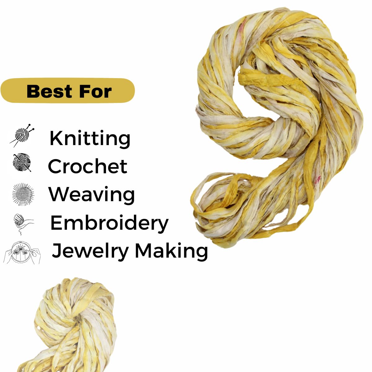 Amazon | Knitsilk マルチカラーサリーシルクリボン – 手染めマーブル
