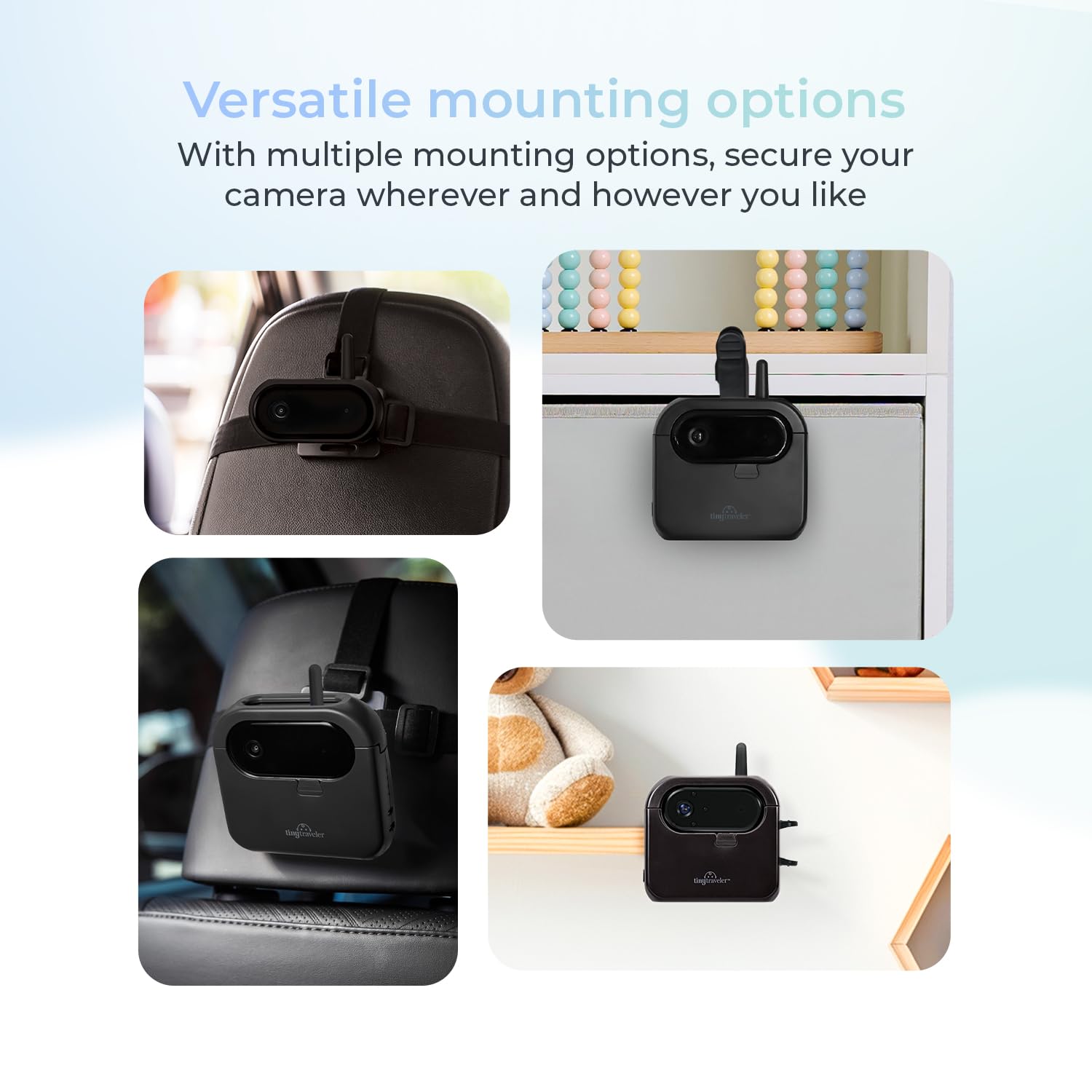 Tiny Traveler Monitor de bebé bebés AI 1080P de 5 pulgadas con cargador portátil, color negro