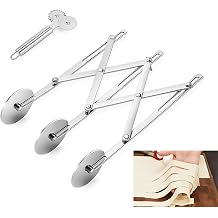 3 Wheel Dough Cutter Wheel Stainless Steel Rolling Pin Cutter Extendable Dough Cutter Multi-Wheel Cookie Ravioli Cutter Adjustable Pizza Cutter Pastry Knife Dough Divider