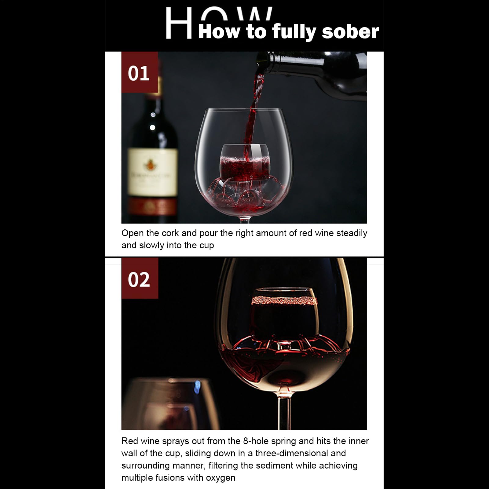 Caraffa per vino in , effetto fontana, aeratore integrato | Decanter Insufflatore Integrato Vetro Trasparente Multiuso Vino Rosso Caffè Tè per Casa Cucina Bar Party Uffici Hote