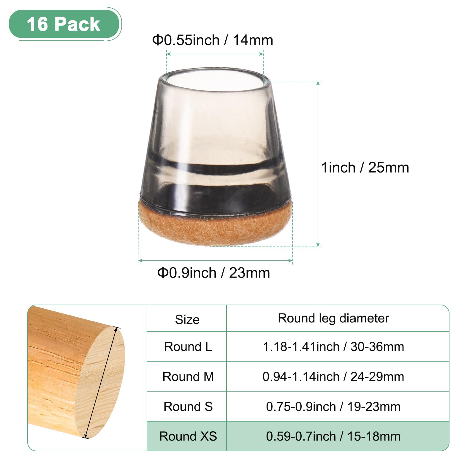 M METERXITY 16-Pack Chair Leg Floor Protectors - Image 3