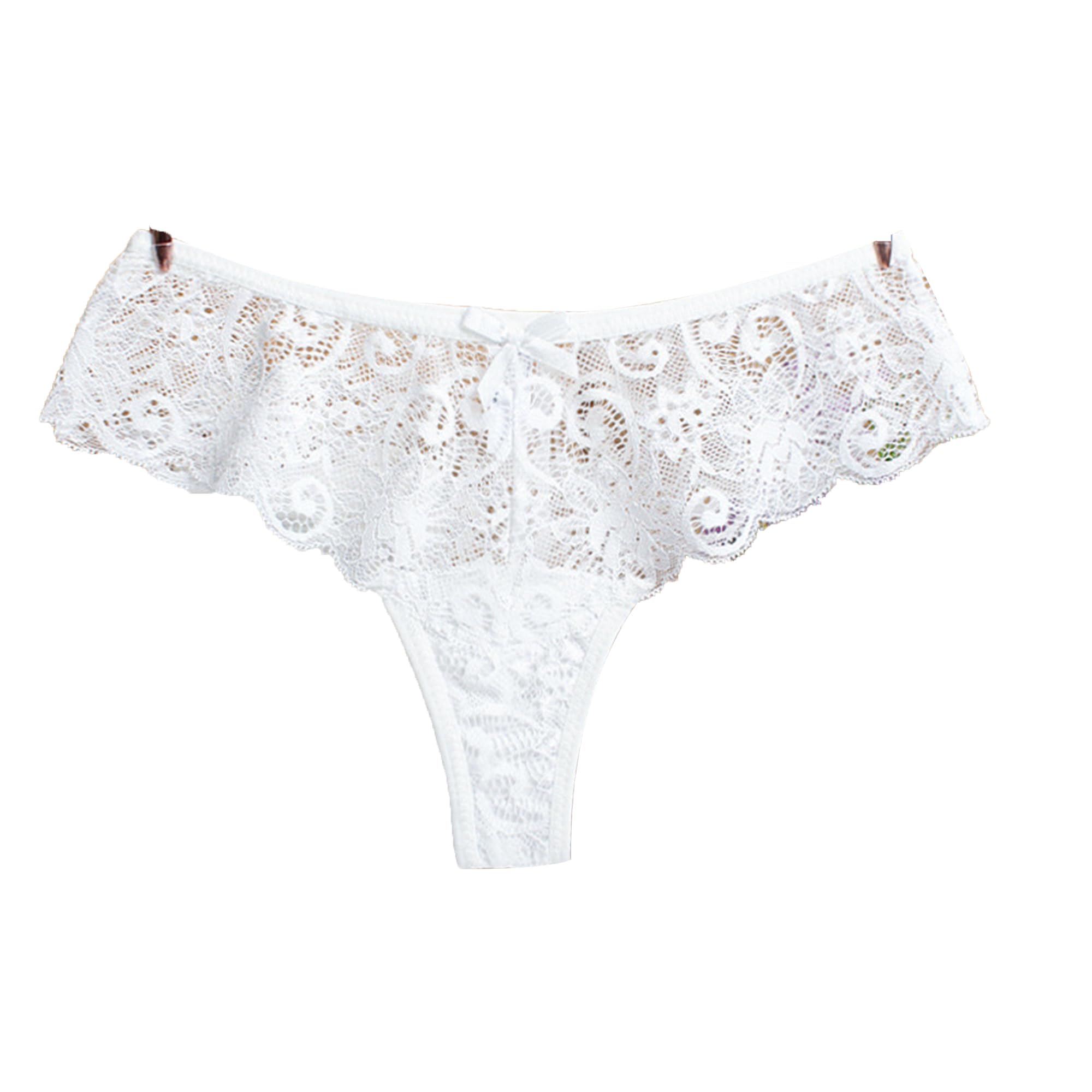 DGHM-JLMY Women Bow Sexy Lace Hollow Out Thong Low Waist Lace Thongs Comfortable T-Back Knickers Multicolor Panties G-Strings