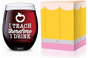 Funny Teacher Wine Glass: 'I Teach Therefore I Drink'