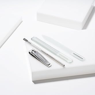 Tweezerman Glass Manicure Set Includes Nail Clipper, Cuticle Pusher, Glass Nail File, and Nail Buffer