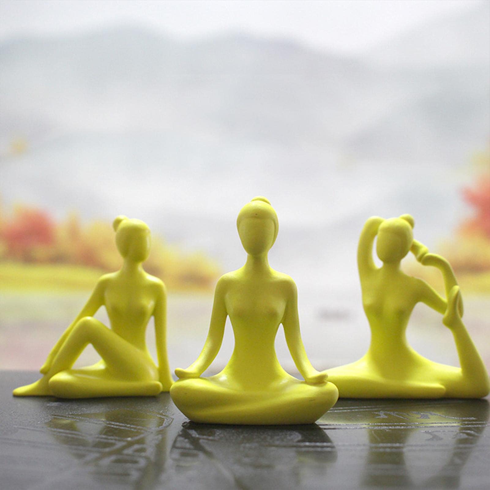 Figuras De Yoga De Resina - Set De 3 Piezas Decorativas Retro Para Escritorio O Hogar