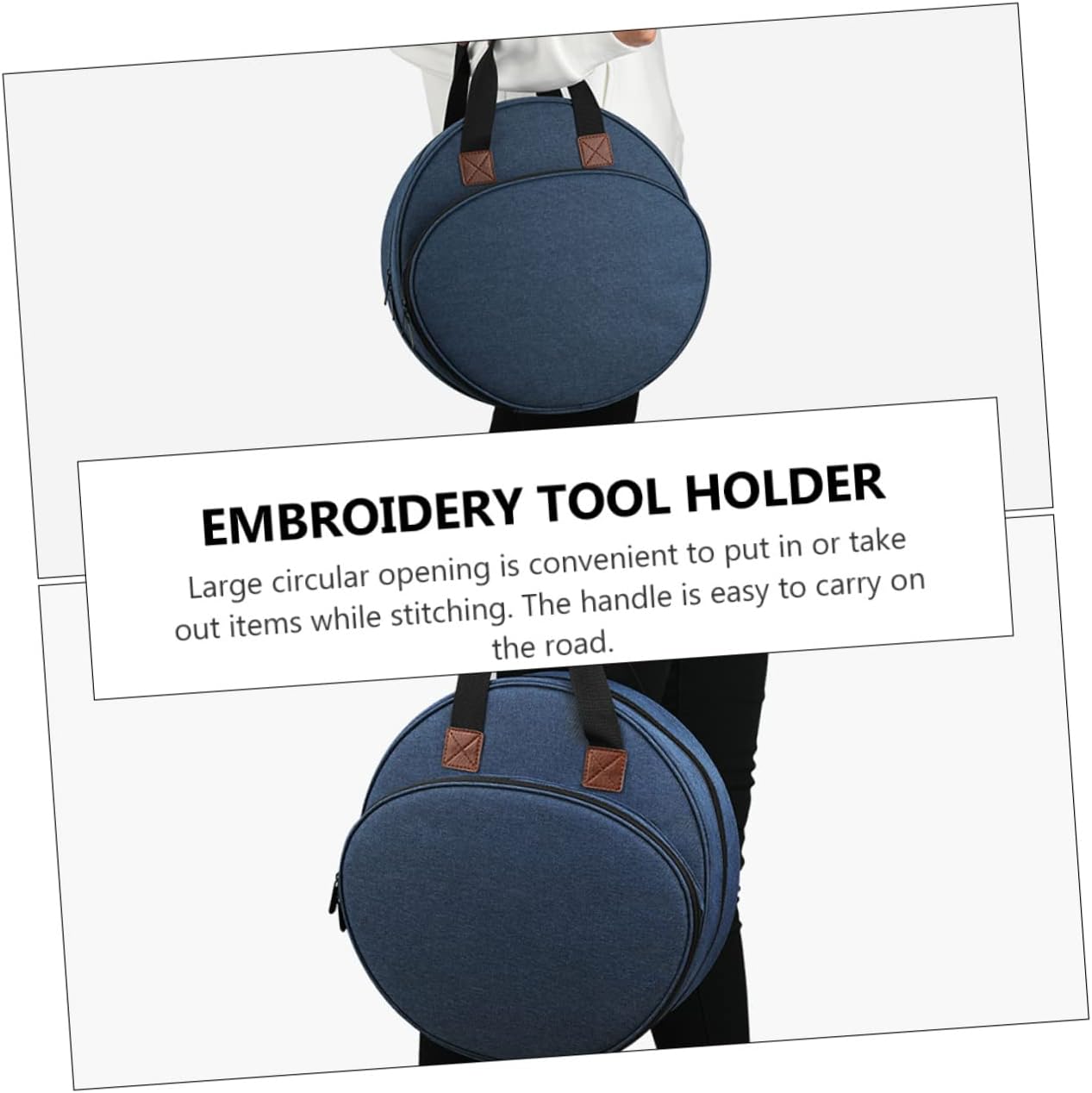 HAPINARY Embroidery Kit Handbag Tool Bag for Cross Stitch Storage Bag Oxford Fabric Scratch-Resistant Sturdy