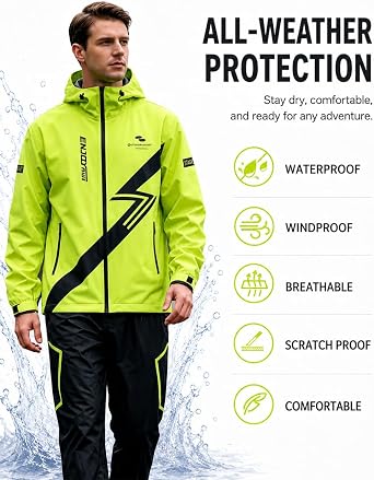 Men's Rain Jacket Waterproof Windbreaker Lightweight Packable Raincoat for Cycling Running Hiking Golf