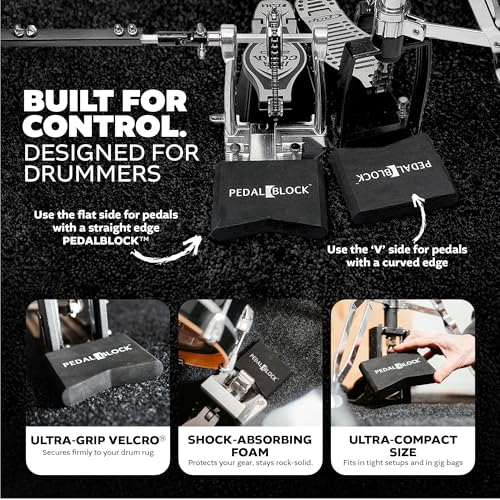 KickBlock PedalBlock – Drum Pedal Anchor for Hi-Hat Stand, Double Kick, Keyboard and Electronic Bass Drum Pedals – Prevents Slide with Shock-Absorbing Grip – Stage Black (Set of 2) by KickBlock - Image 3