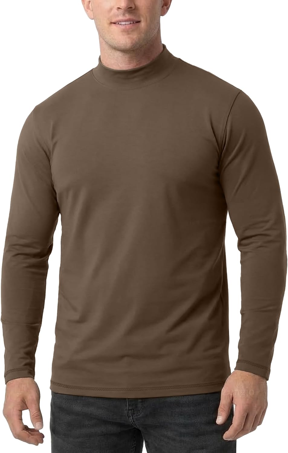 Zengjo Mens Mock Turtleneck Long Sleeve Shirts Thermal Baselayer Lightweight Athletic-Fit Undershirt for Cold Weather Sports