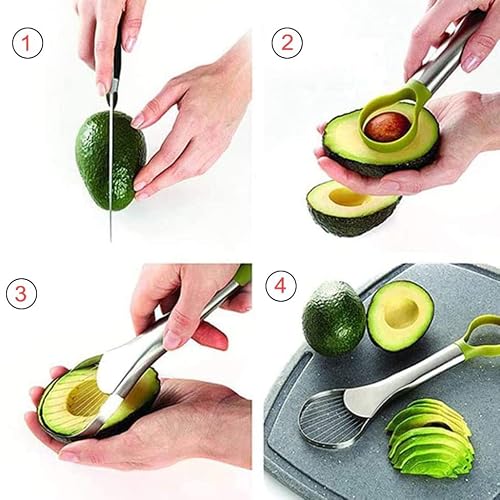 Foto von Jzhen Avocadoschneider 2-in-1 Avocadoschäler Edelstahl Avocadomesser Avocadoslicer