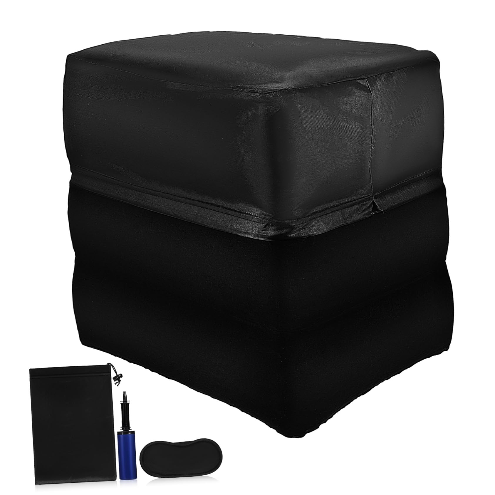 OSOLADY Portable Inflatable Foot Rest for Airplane Travel Adjustable Leg Pillow with Air Pump Storage Bag and Dust Cover Footrest for Comfortable Flying