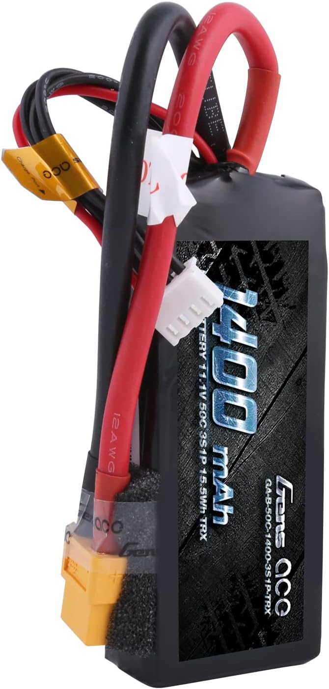Gens Ace Batterie LiPo 3S 11,1V 1400mAh 25C – Stick Format Fin, Connecteur T-Plug (Deans) Pour Modélisme