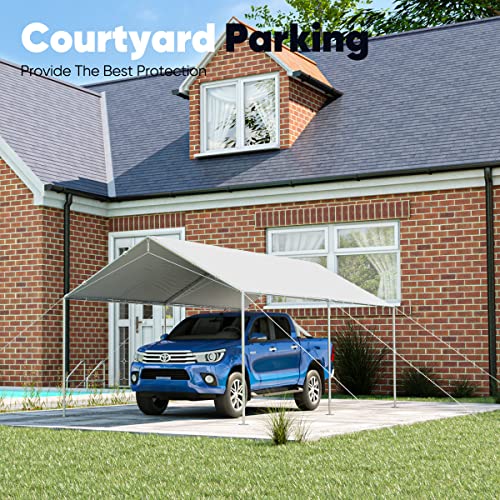 Quictent 10X20Ft Upgraded Heavy Duty Carport Car Canopy Party Tent With 3 Reinforced Steel Cables-Gainsboro #TOP7