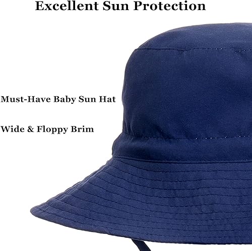 Miniatura 6 de Sombrero de sol para bebé de verano UPF 50+, sombrero de pescador de ala ancha, sombreros de playa para bebés niños y niñas de 0 a 6 años