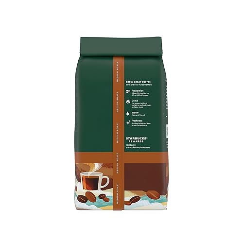 Vista 183 de Starbucks Pike Place Roast - Café molido con tostado medio, 100 % Arábica, 1 bolsa (28 onzas)