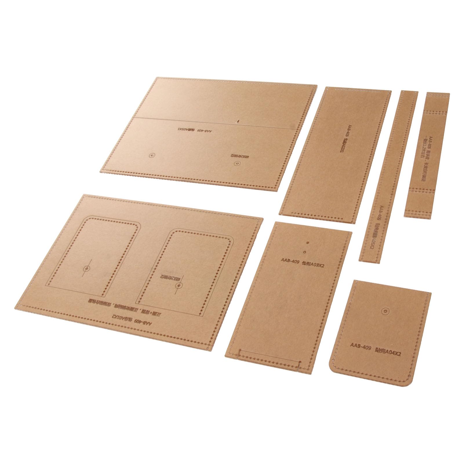 Plantilla acrílica para bolso de hombro de 7 piezas, plantillas de patrones de cuero profesionales para bricolaje, herramienta de corte precisa con puntos de costura, material