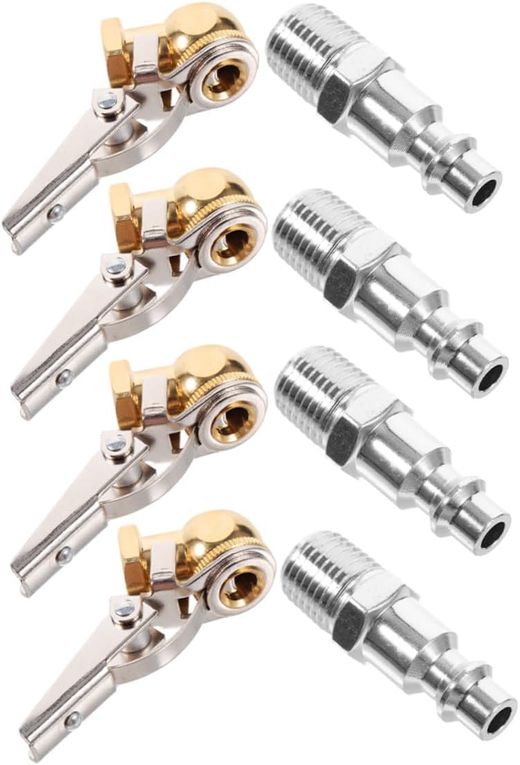 2 Sets 1/4" Npt Clip-on Tire Inflator Air Chuck with Male Thread Adapter Quick Connect Air Hose Tire Chuck for Vehicle Inflation