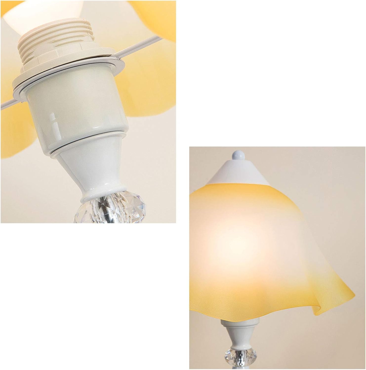 Bedside Table Lamp Chinese Style Festive Bedside Table Lamp Simple Bedroom Desk Lamp Chinese Style Glass Printing Lampshade Bedroom Living Room Farmhouse Desk Lamps (Color : Yellow-A) (Yellow A)