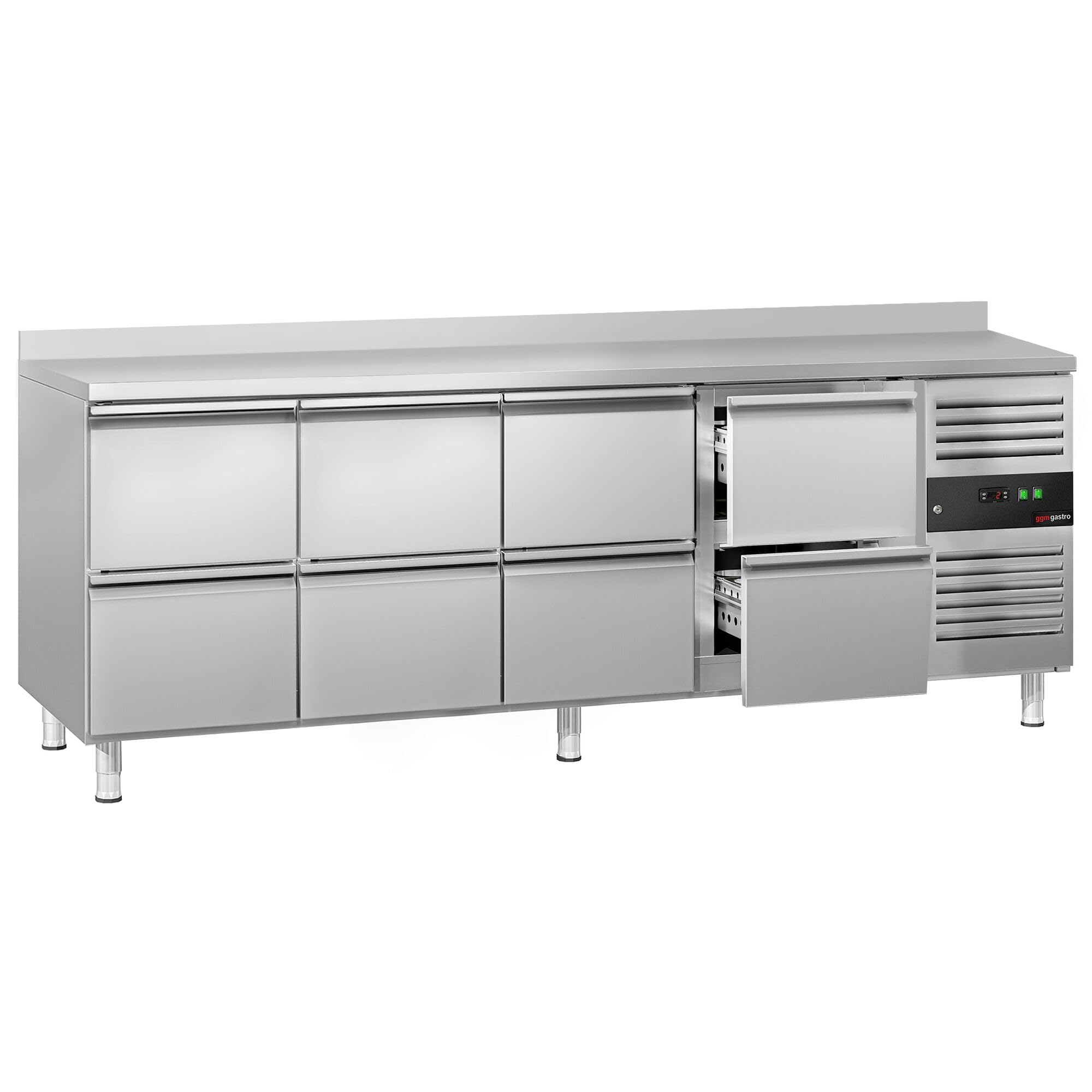 GGM Gastro Kühltisch ECO 2230x700mm mit 8 Schubladen und Aufkantung
