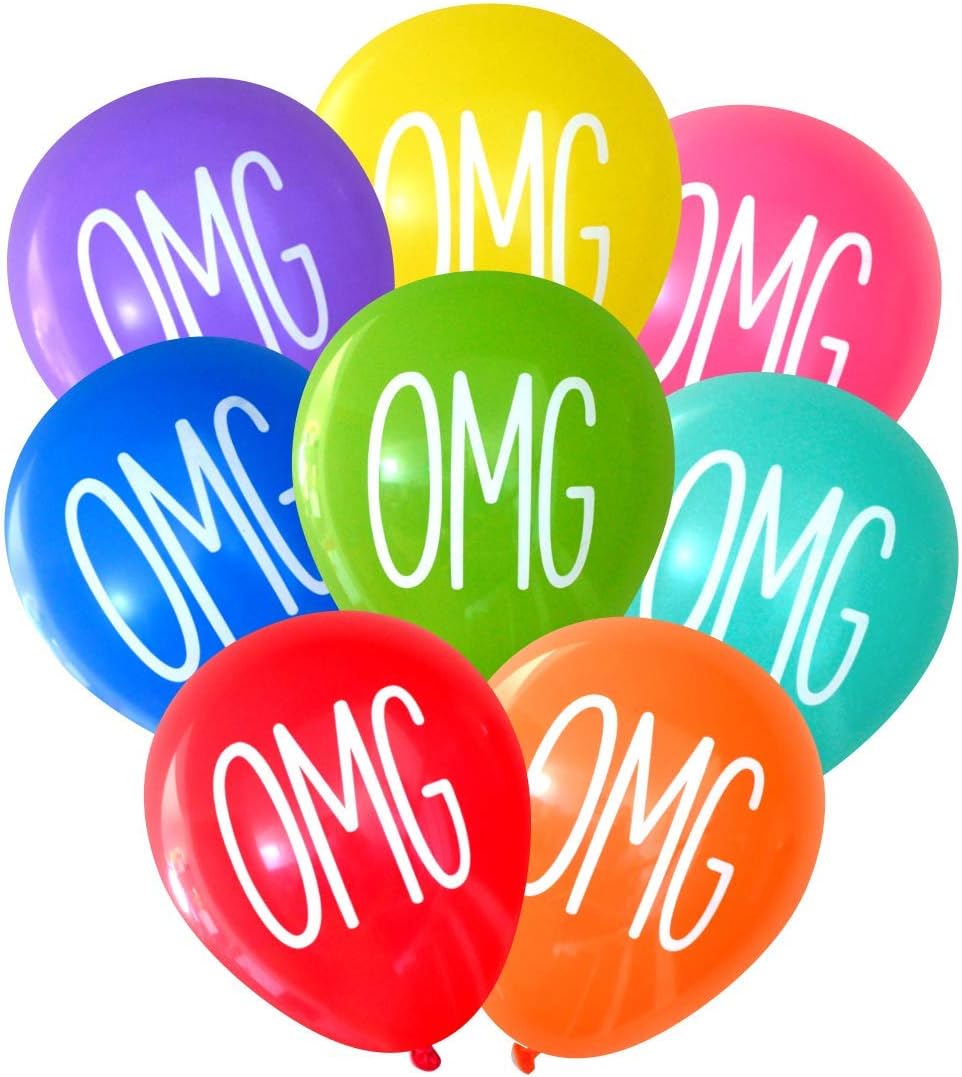 OMG Balloons (16 pcs) by Nerdy Words (Assorted Bright
