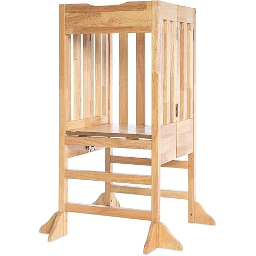 Milliard Wooden Kids Kitchen Step Stool Helper, Foldable – for Kids and Toddlers (Natural)