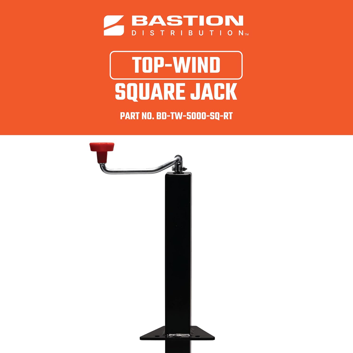 Bastion Distribution Top-Wind A-Frame Trailer Jack | Adjustable Footpad | 3000lb Lift & 5000lb Load Capacity | Sturdy Base | RV Trailer Boat Lift Drop | 7.9" to 36.5" Height | BD-TW-5000-SQ-RT