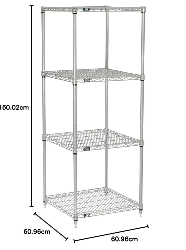 ワイヤーシェルフ　シルバー　新品未使用 Amazon｜Nexel 24インチ x 24インチ x 63インチ 4段 NSF認証済み