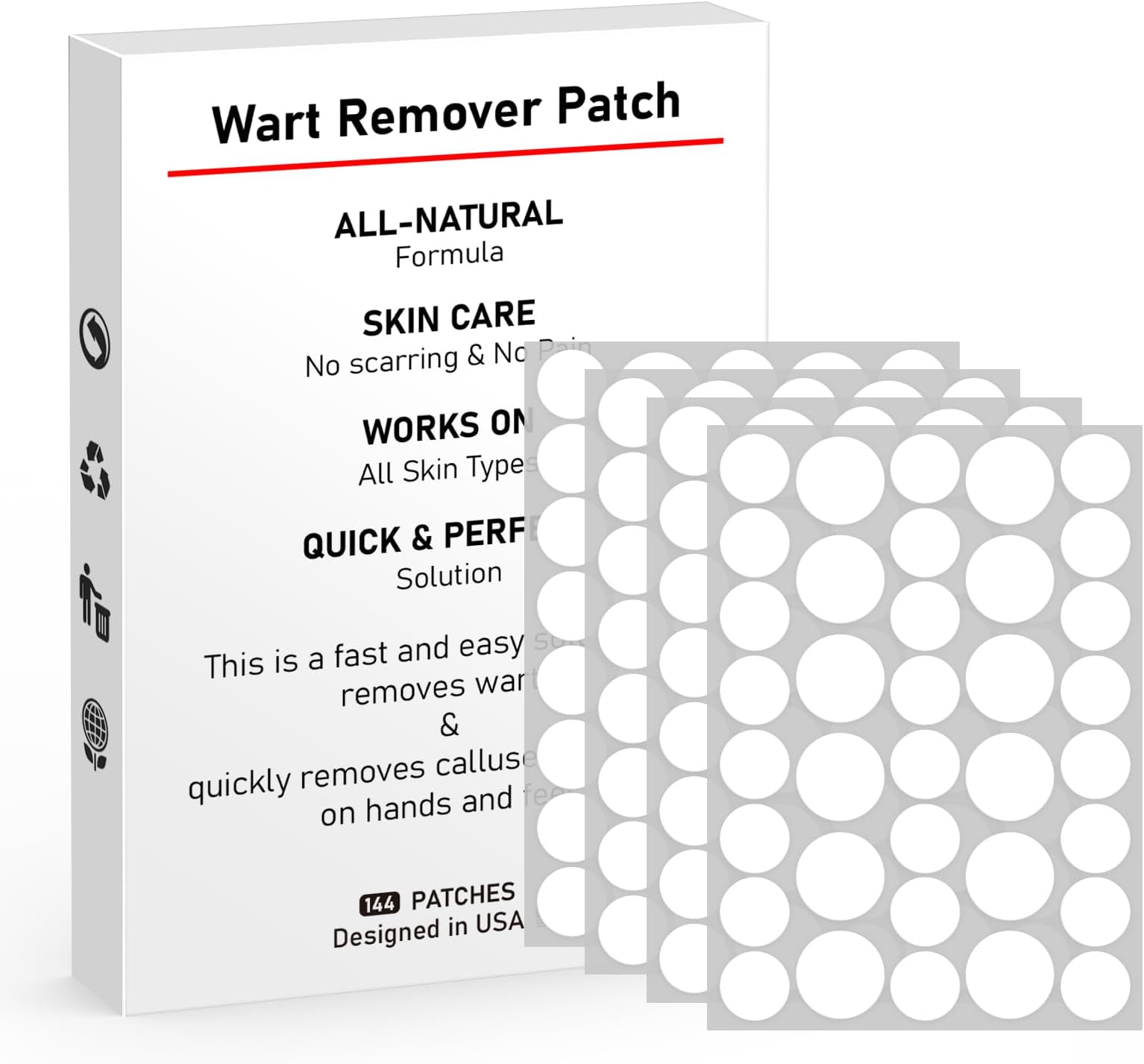 WABRINY Wart Remover Patches, Fast & Easy Operate Hydrocolloid Gel Waterproof Invisible Sticker, Skin Care Removal Patches for All Skin Types(144pcs)-F1