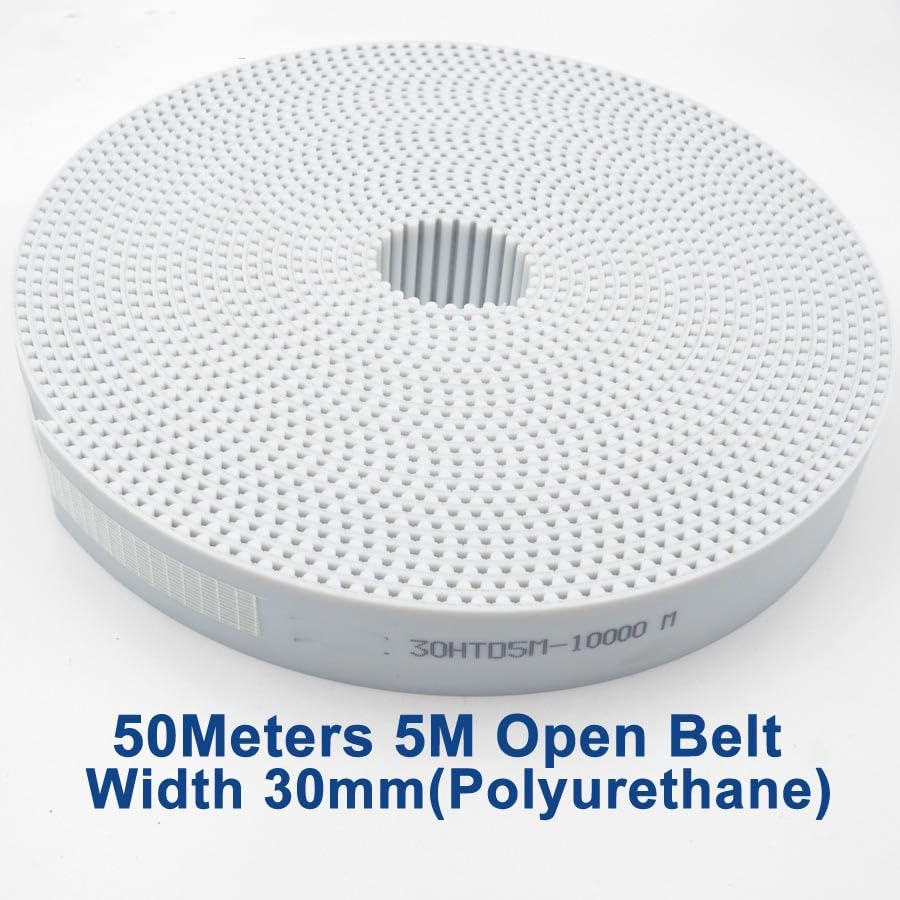 50メートル PU ホワイト HTD 5M オープンタイミングベルト 幅30mm アーク歯 5M-30mm ポリウレタンスチール 3