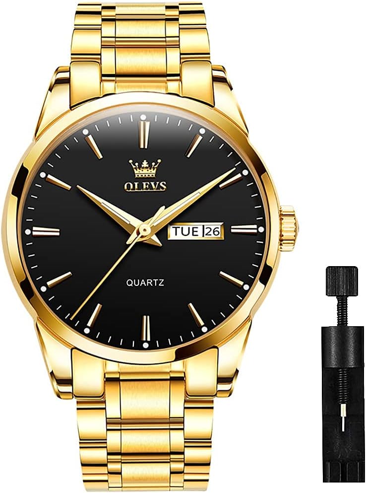 Gold watch black dail 6898G