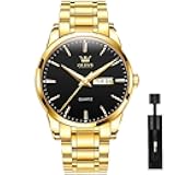 Men's Luxury Stainless Steel Watch, Big Face Gold Silver Two Tone Three Hand Analog Quartz Watch, Easy to Read Waterproof Luminous Day Date Wrist Watches for Men