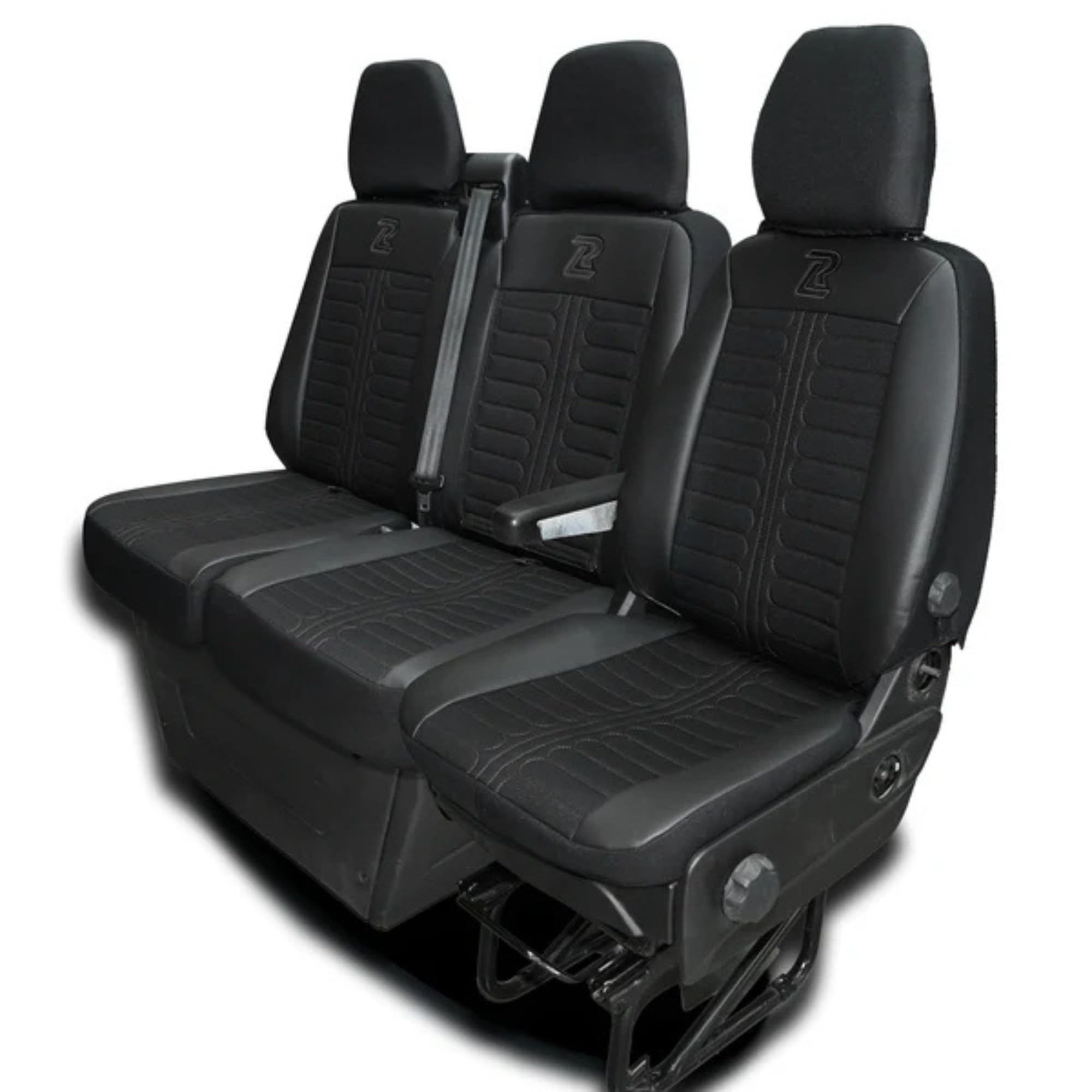 LUCARO Housses de Siège Auto Set Tornado pour Iveco Daily à Partir de 2014 1+2 Noir – Housses de Siège Auto Résistantes, Tissu Confort Fabriqué en Tissu D’ameublement et Cuir écologique