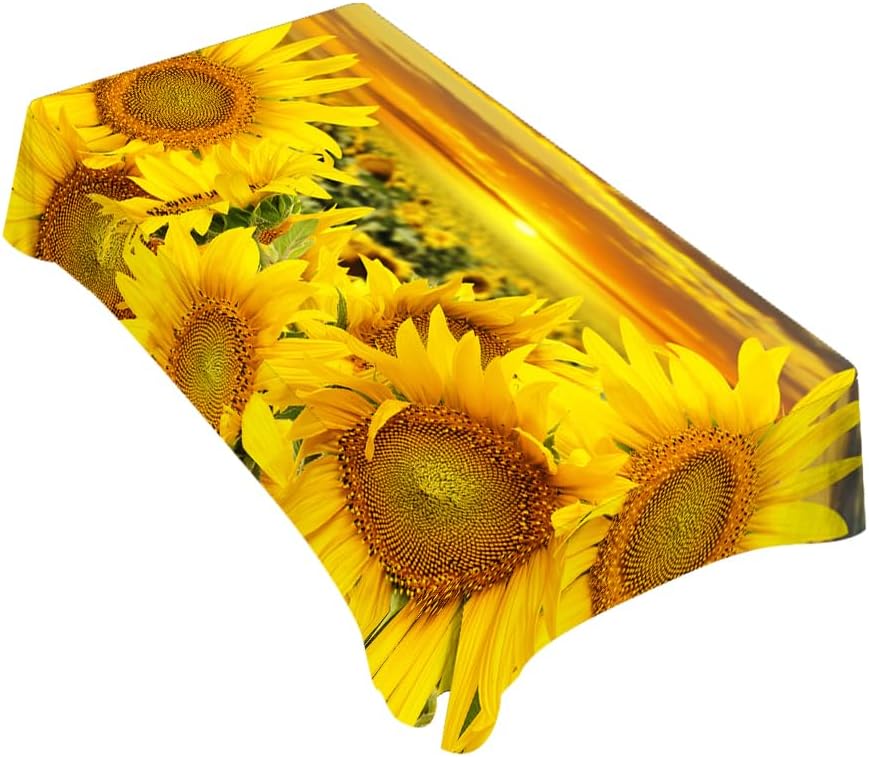 TKS MITLAN Yellow Sunflowers Tablecloth Decor Sunset Sunflower Field Table Cloth Dining Room Kitchen Table Cover 60" X 84" Oblong/Rectangle