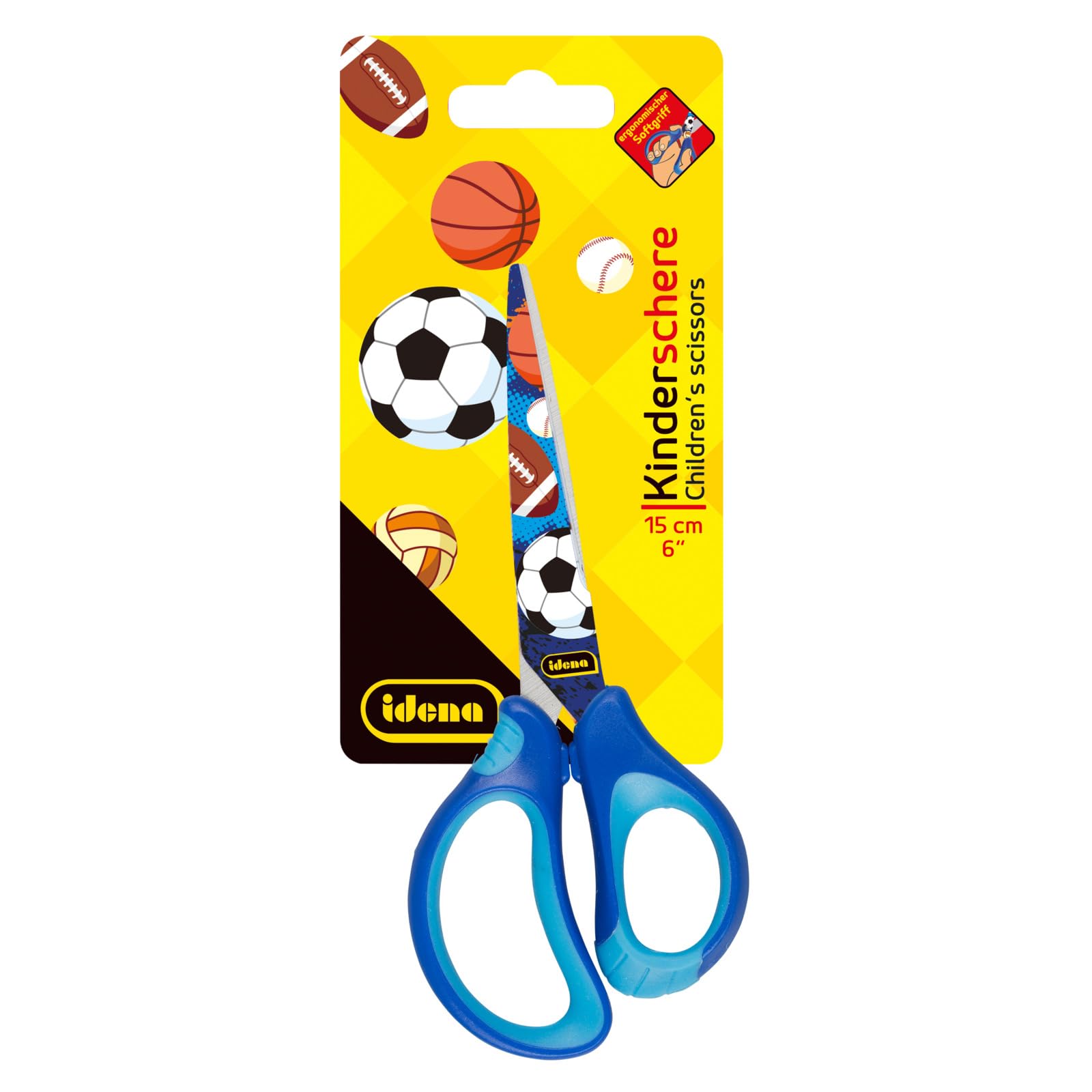 Idena 14028 - Forbici morbide con motivo a palline, blu, 1 pz.