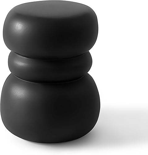 Miniatura 10 de Mesa auxiliar de hormigón blanco, mesas auxiliares redondas pequeñas de 13.8 pulgadas, base de tambor, mesa auxiliar decorativa para el hogar, patio