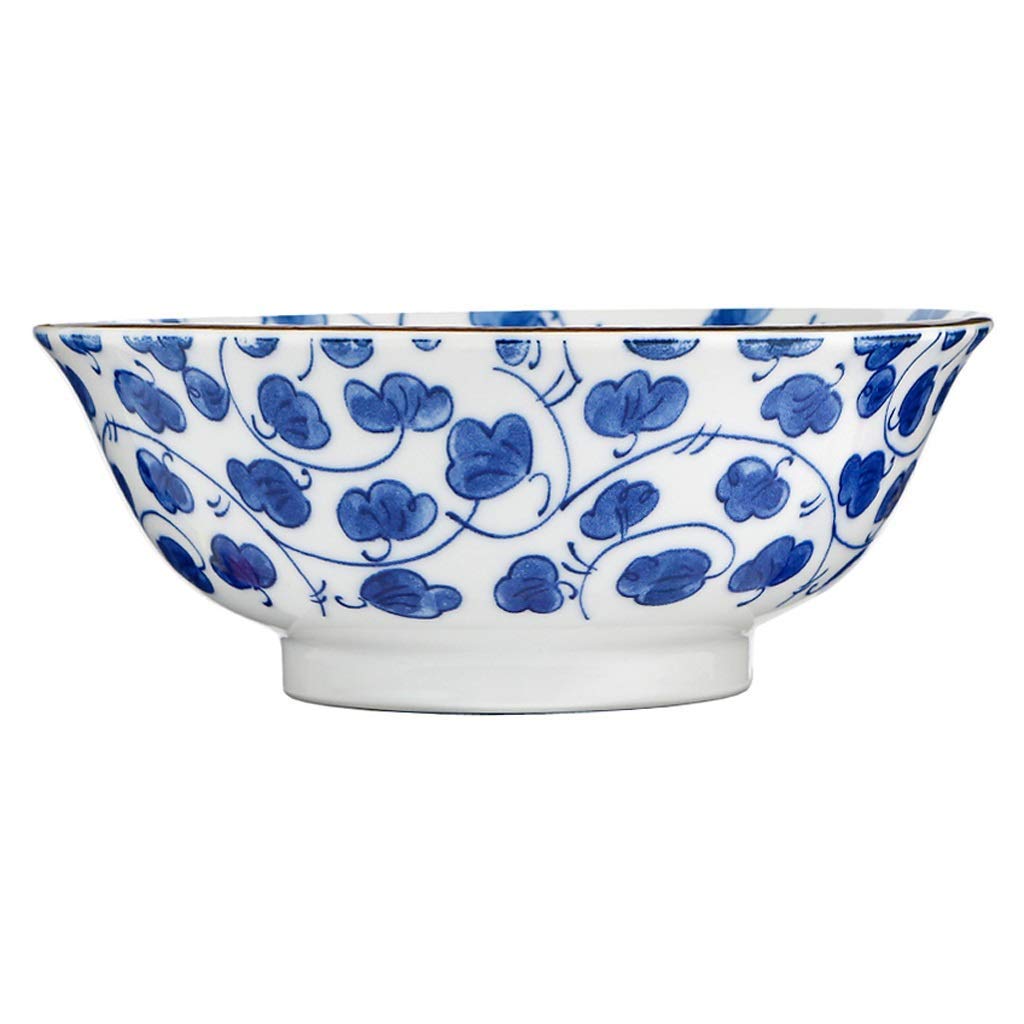 Bol à mélanger en céramique au design vintage Bol à salade de fruits en porcelaine bleue et blanche Bol à ramen de style japonais Bol à soupe de grand calibre Bol à spaghetti Bols de service de 8 pou