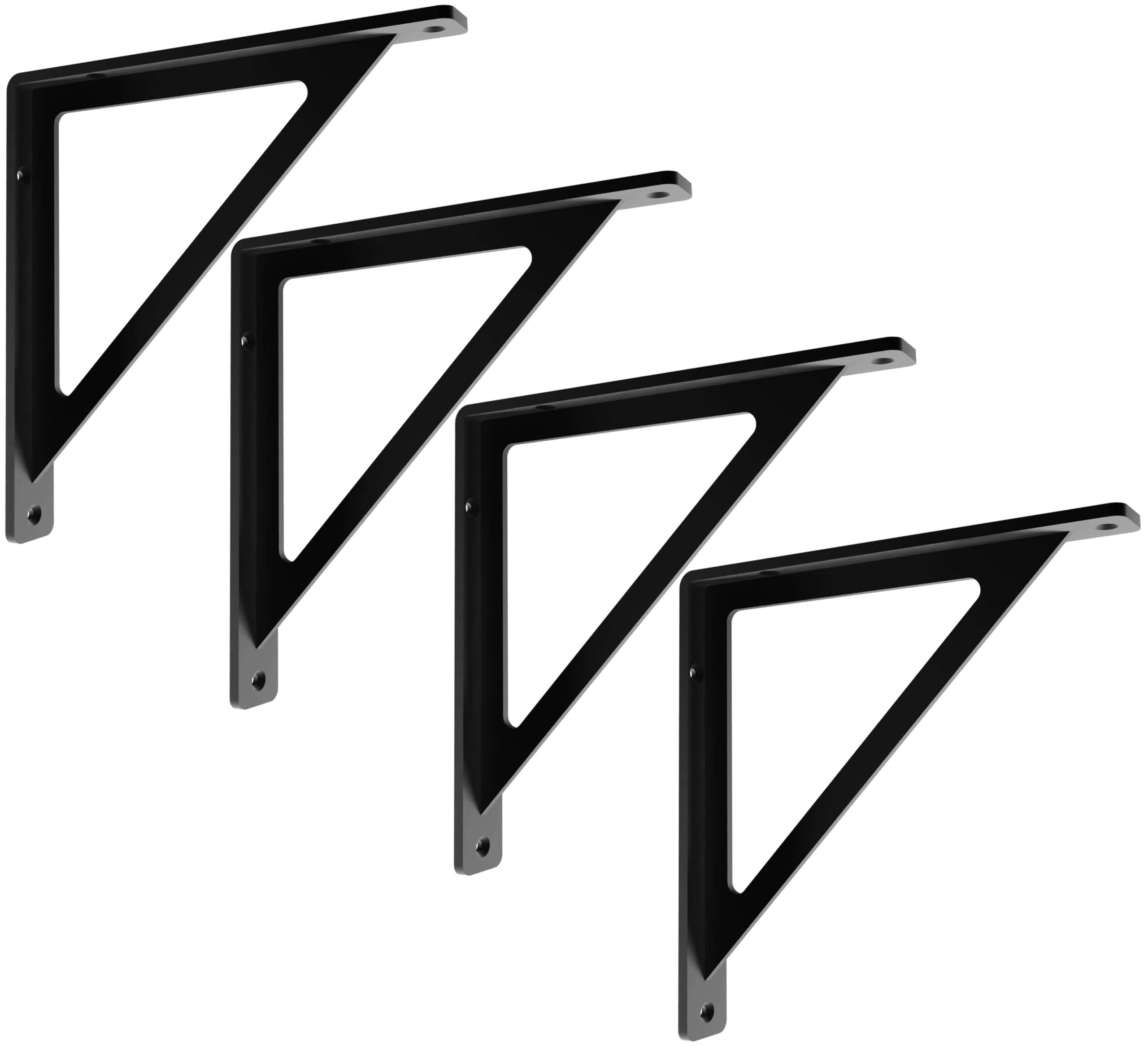 Sturdy & Versatile Black Shelf Bracket for 10" & 12" Shelves - 4-Pack | Black Loom, Heavy-Duty Metal Shelf Brackets, Easy Installation for Indoor/Outdoor Use - All Hardware Included