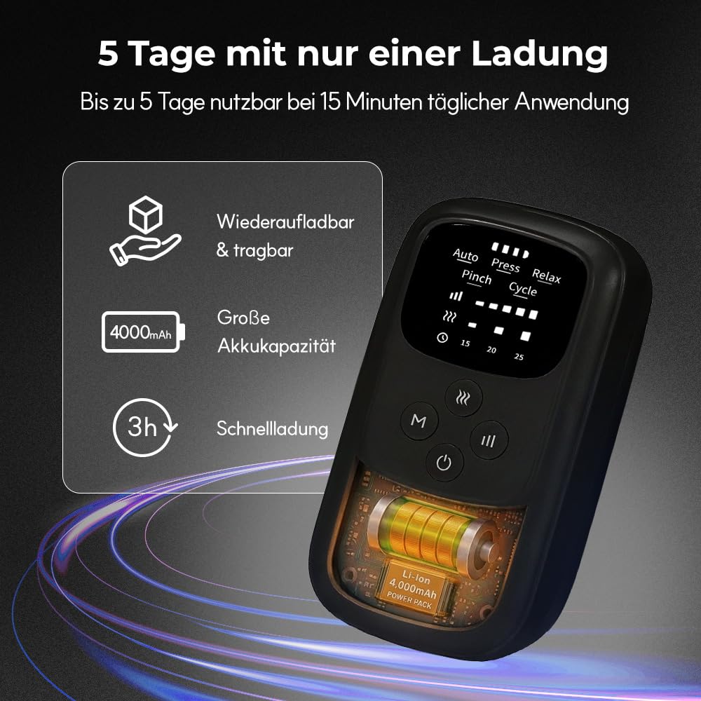 HuBDIC HubiCare Kabelloses Waden- und Fußmassagegerät mit Wärme- und Luftkompression für Durchblutung und Schmerzlinderung, 5 Modi mit 5 Intensitäten, reduziert Schwellungen, Muskelentspannungsgerät